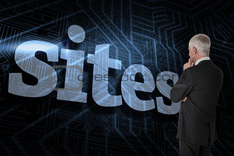 Sites against futuristic black and blue background