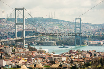 View of Bosphorus suspension bridge in Istanbul