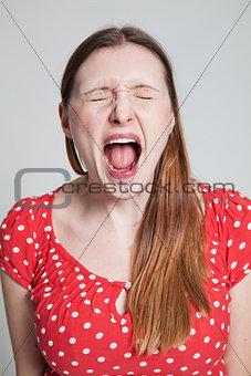 Stressed attractive woman shouting