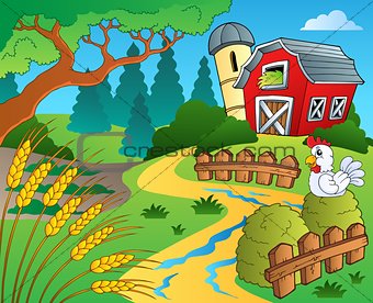 Farm theme with wheat