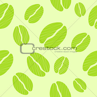 Green Coffee Seamless Pattern Vector Illustration Background