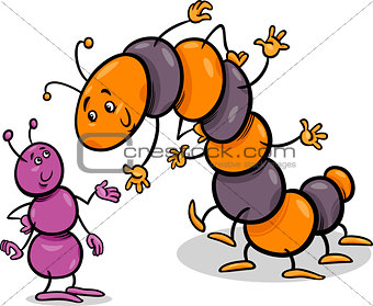 ant and caterpillar cartoon illustration