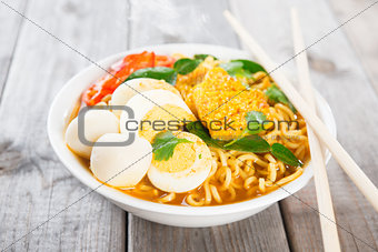 Fresh curry instant noodles soup