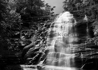 Arethusa Falls in black and white