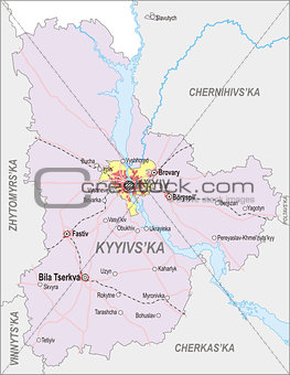 Map of Kiev Oblast and city of Kiev