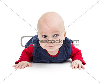 crawling toddler looking into camera