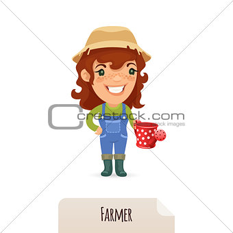 Female Farmer With a Watering Can