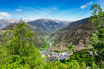The charming town in the valley of the Pyrenees