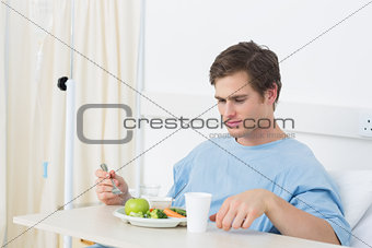 Patient having meal in hospital
