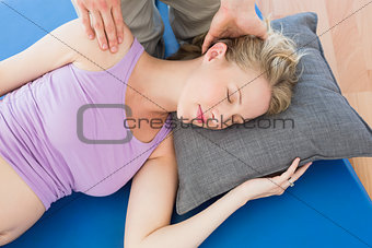 Pregnant woman having a relaxing massage