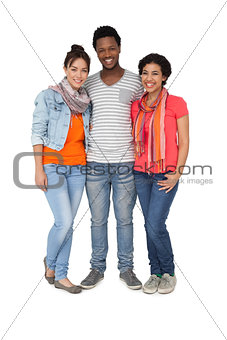 Full length portrait of three cool young friends