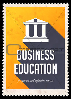 Business Education on Yellow in Flat Design.