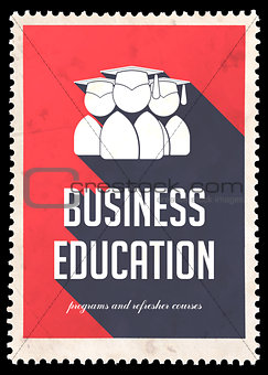 Business Education on Red in Flat Design.