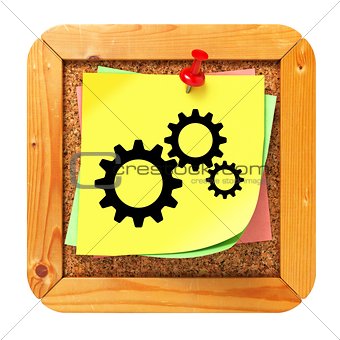 Cogwheel Gear Icon - Sticker on Message Board.