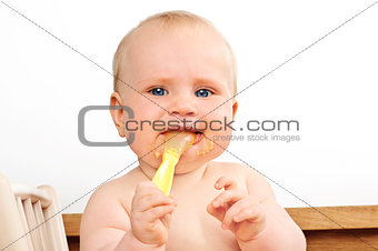 eating baby food