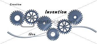 Abstract steel cogs as idea conception