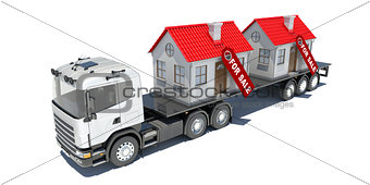 Truck carries two houses