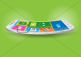Modern Touchscreen Curved Mobile Vector Illustration