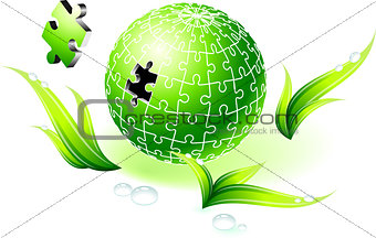 Incomplete Natural Green Globe Puzzle