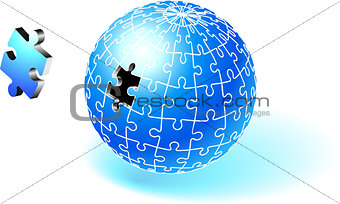 Incomplete Blue Globe Puzzle