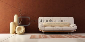 lounge room with couch and vases