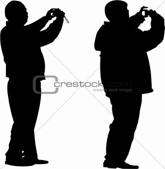vector image of two tourists  photographer