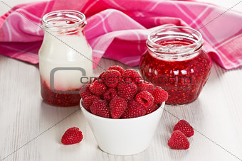 Raspberry, yogurt and jam