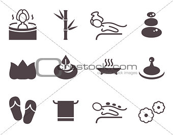 Simple Spa and wellness icons set isolated on white