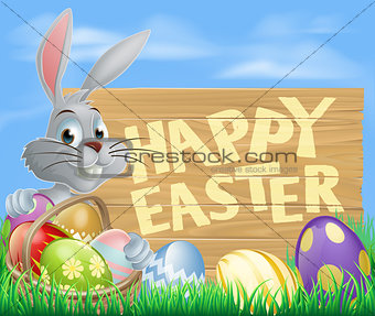 White Happy Easter eggs bunny