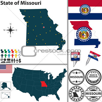 Map of state Missouri, USA