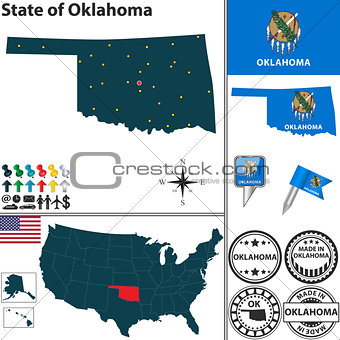 Map of state Oklahoma, USA