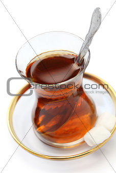 Turkish tea isolated on white background