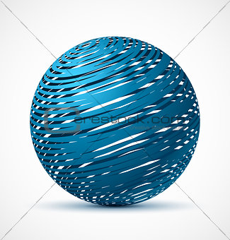 Abstract blue sphere with realistic shadow