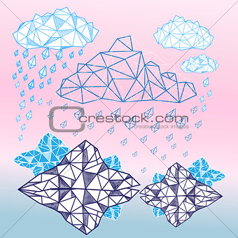 abstract graphic background with clouds