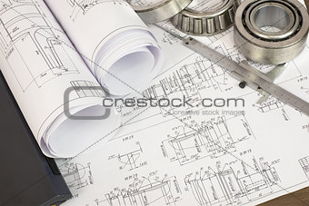 Construction drawings, caliper and bearing