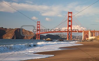 Golden Gate Bridge with the waves