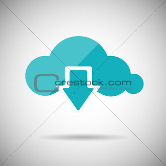 Download to Cloud Icon Flat design
