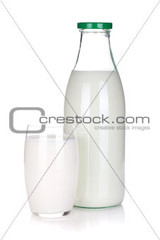Glass and bottle of milk