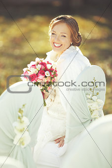 Wedding sunny picture of happy bride
