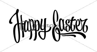 Happy easter hand drawn lettering. Vector