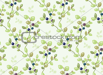 Tiled pattern with blueberry bushes