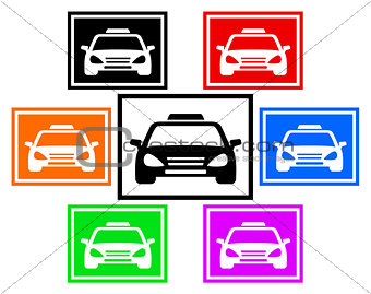 set colorful icon with taxi car