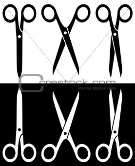 set scissors on black and white backdrop