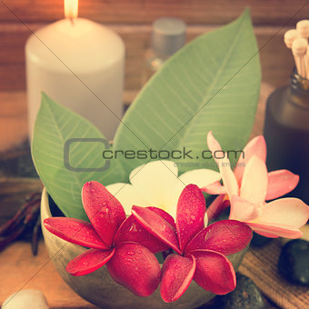 Tropical spa with Frangipani flowers
