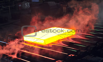 hot steel sheet on conveyor