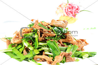 Chinese Food: Fried leek with mushroom