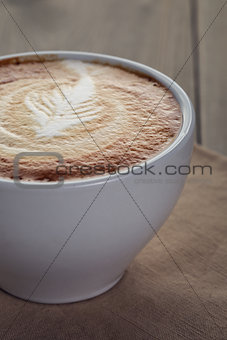 fresh cappuccino cup with simple latte art
