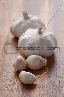 garlic on wood table