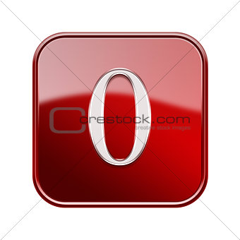 Number null red glossy, isolated on white background