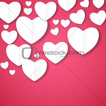 Valentines day paper heart backgroung, vector illustration